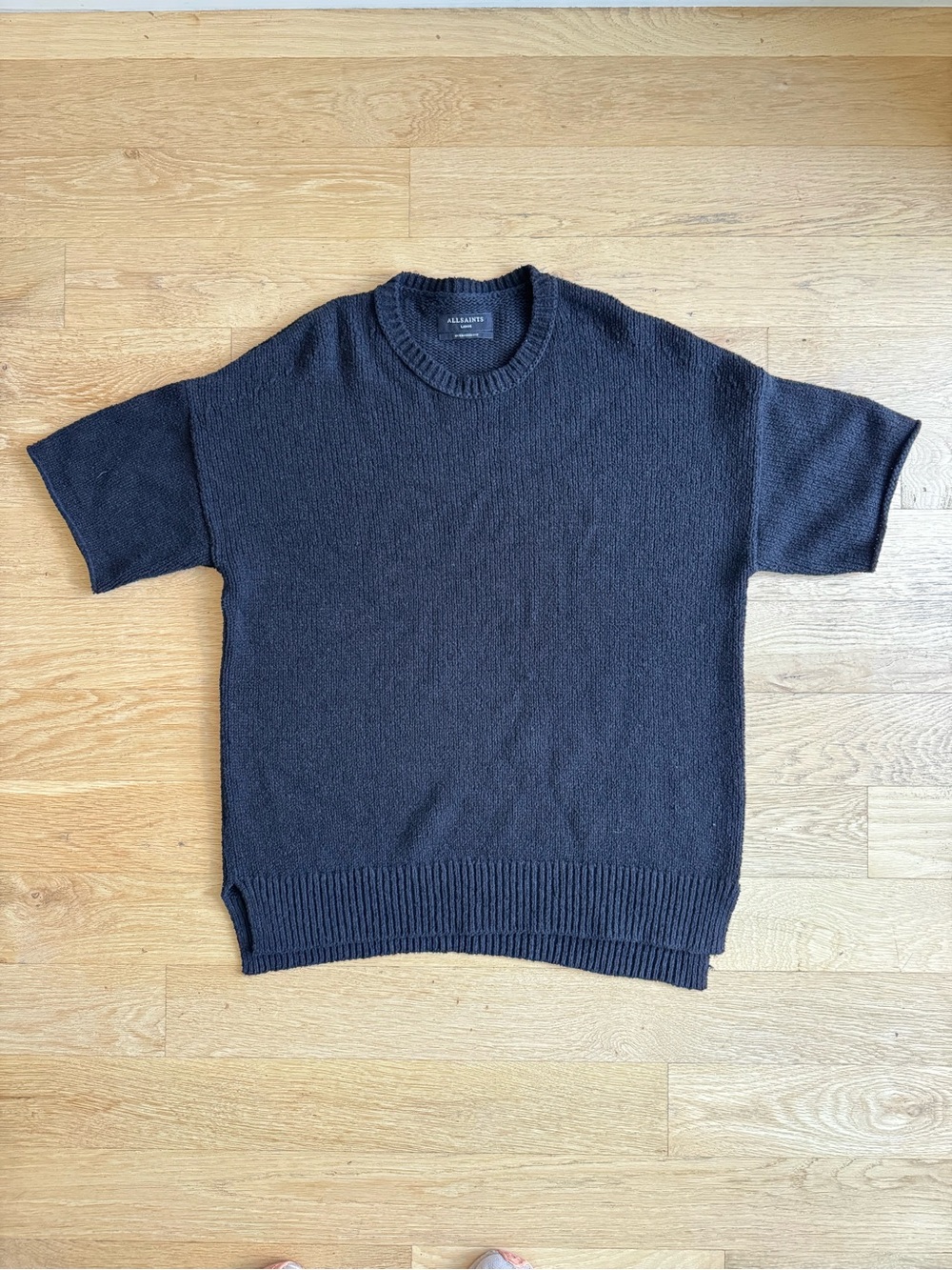 All Saints Men’s Short-Sleeve Knit Sweater in Black